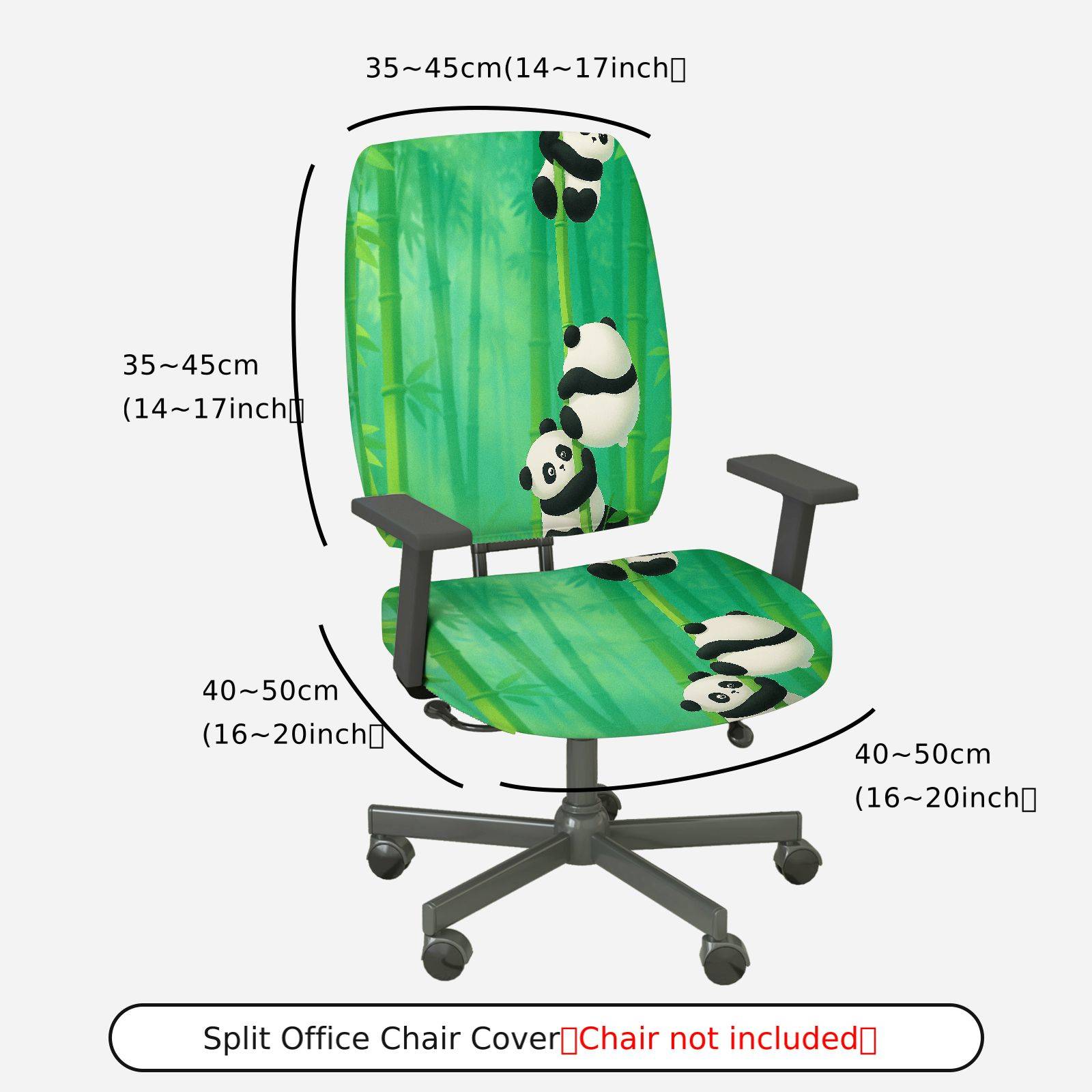 2-Piece Bamboo Panda Green Nature Animal Cute  Computer Chair Cover Set, Seat and Backrest