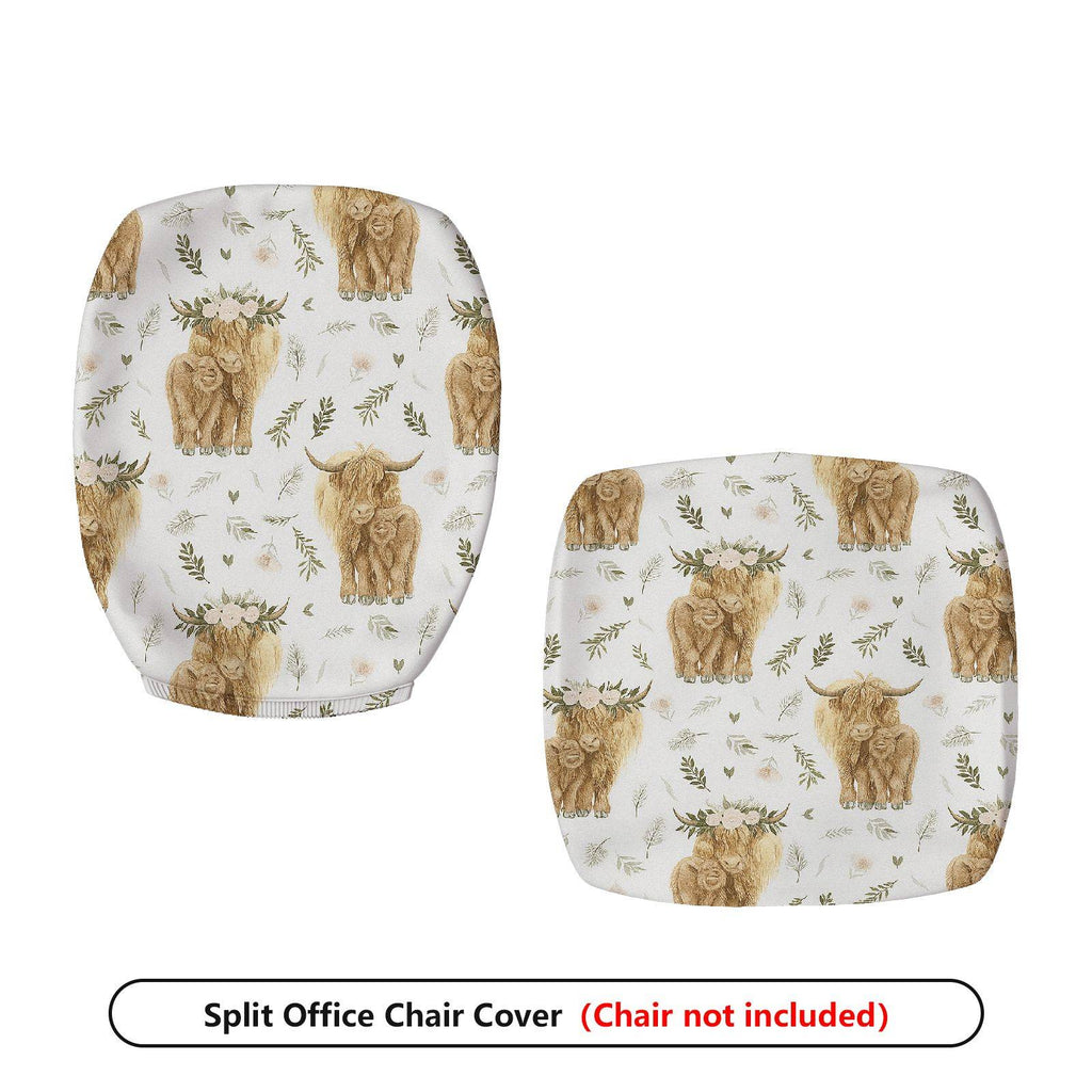 2-Piece Animal Nature Leaf Pattern Rustic Farmhouse Bohemian  Computer Chair Cover Set, Seat and Backrest