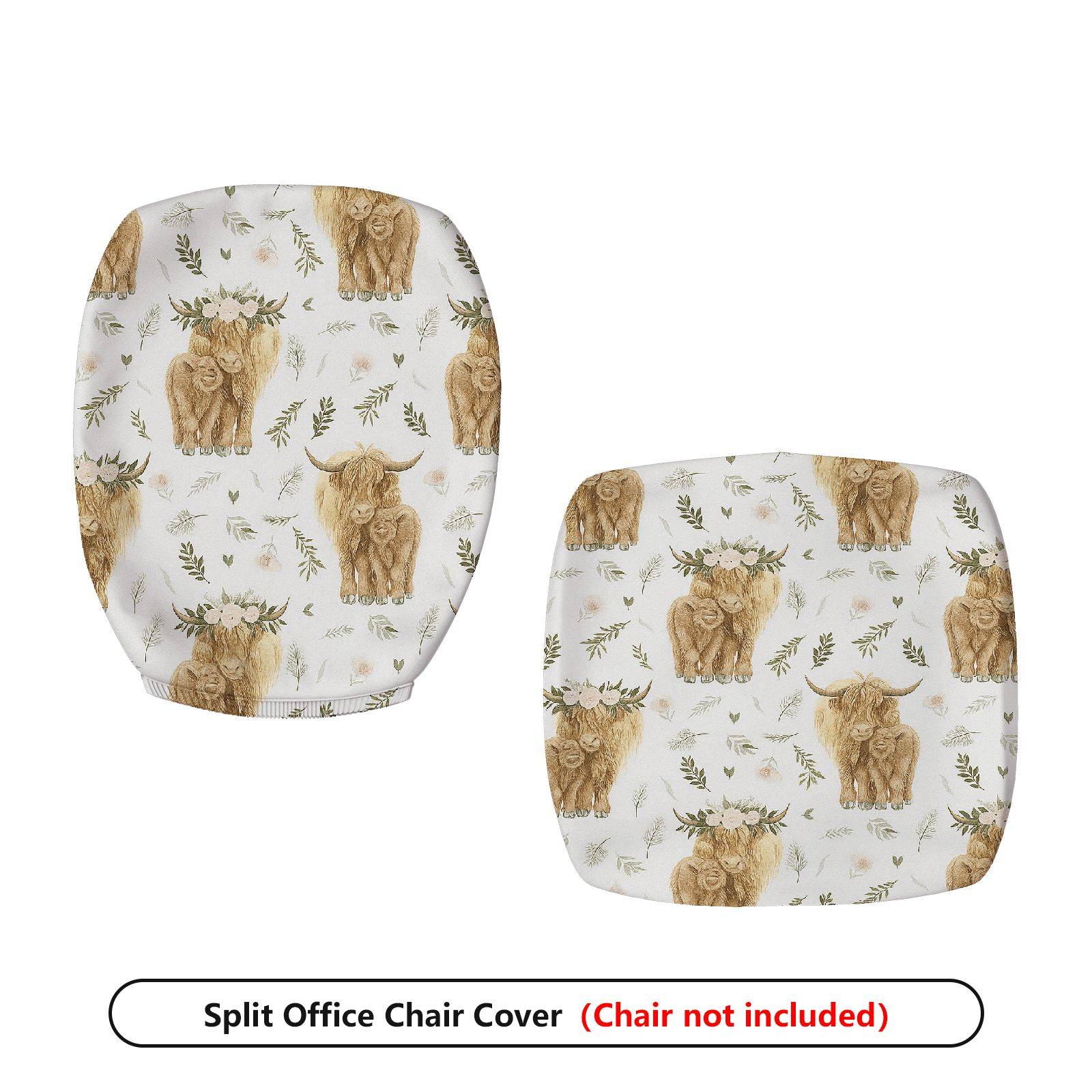 2-Piece Animal Nature Leaf Pattern Rustic Farmhouse Bohemian  Computer Chair Cover Set, Seat and Backrest