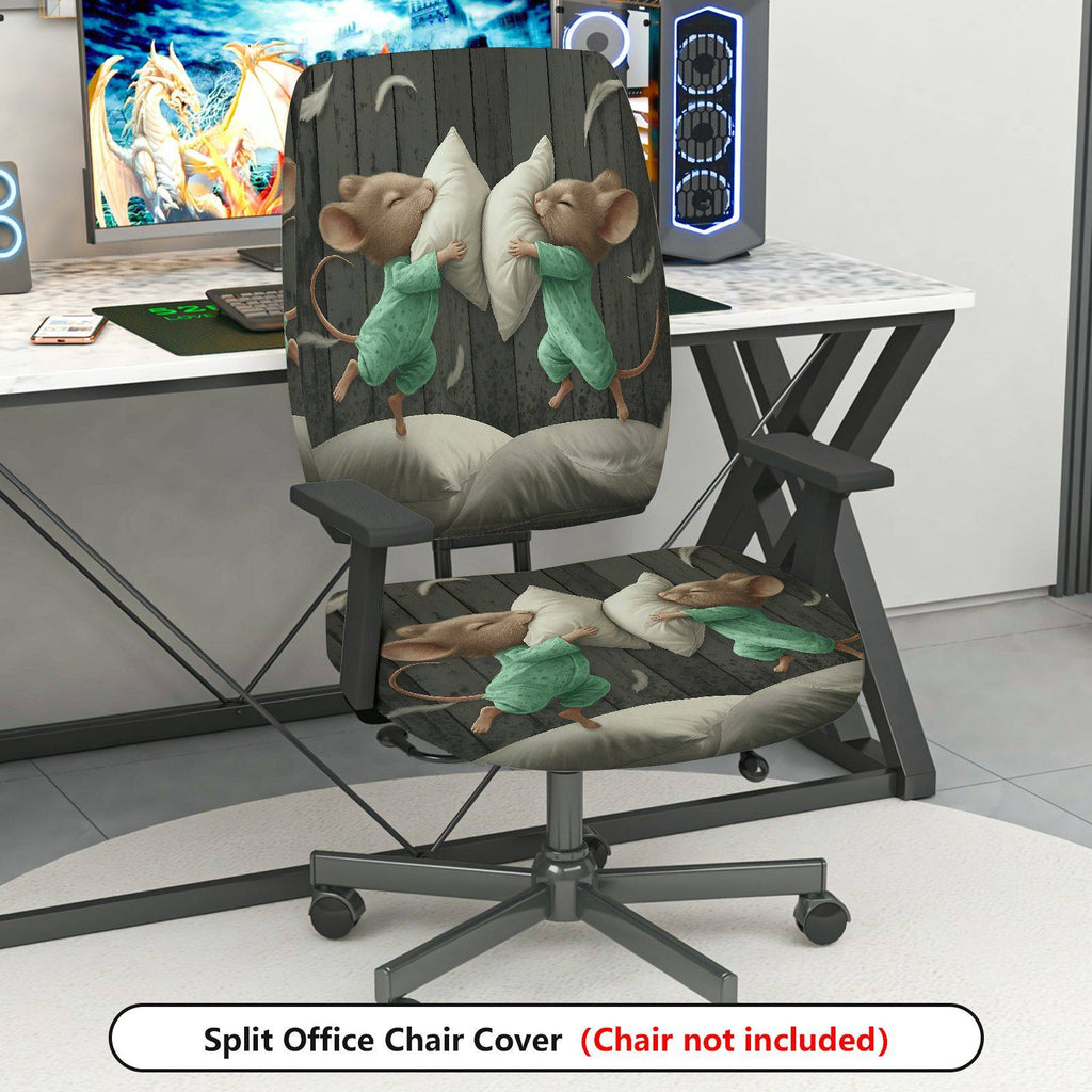 2-Piece Animal Pillow Sleeping Cute Decorative  Computer Chair Cover Set, Seat and Backrest