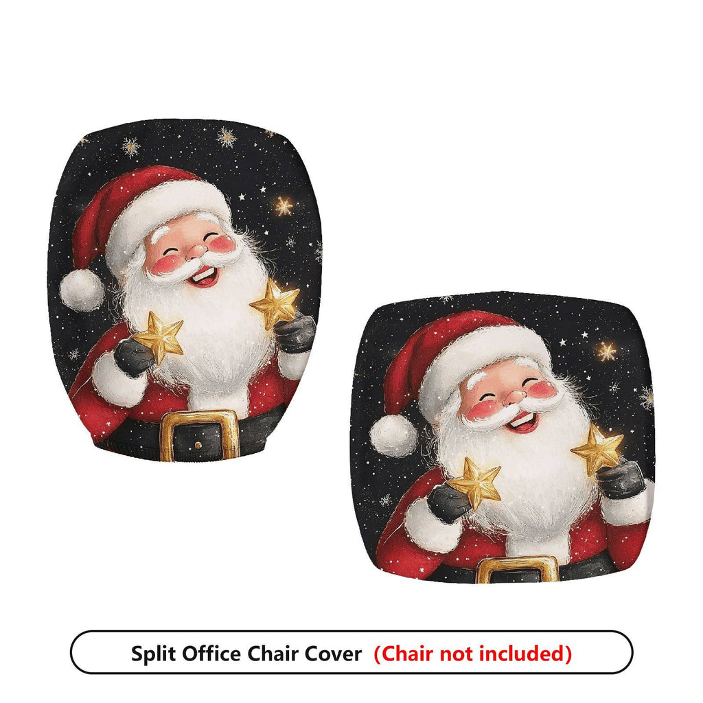 2-Piece Christmas Santa Starry Joyful  Computer Chair Cover Set, Seat and Backrest