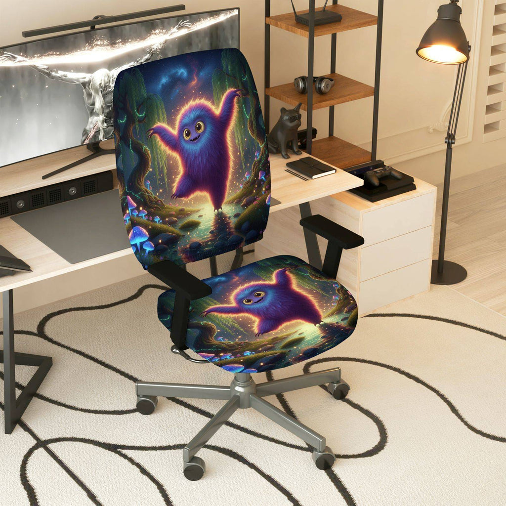 2-Piece Adorable Fantasy Creature Magic Forest Glow  Computer Chair Cover Set, Seat and Backrest