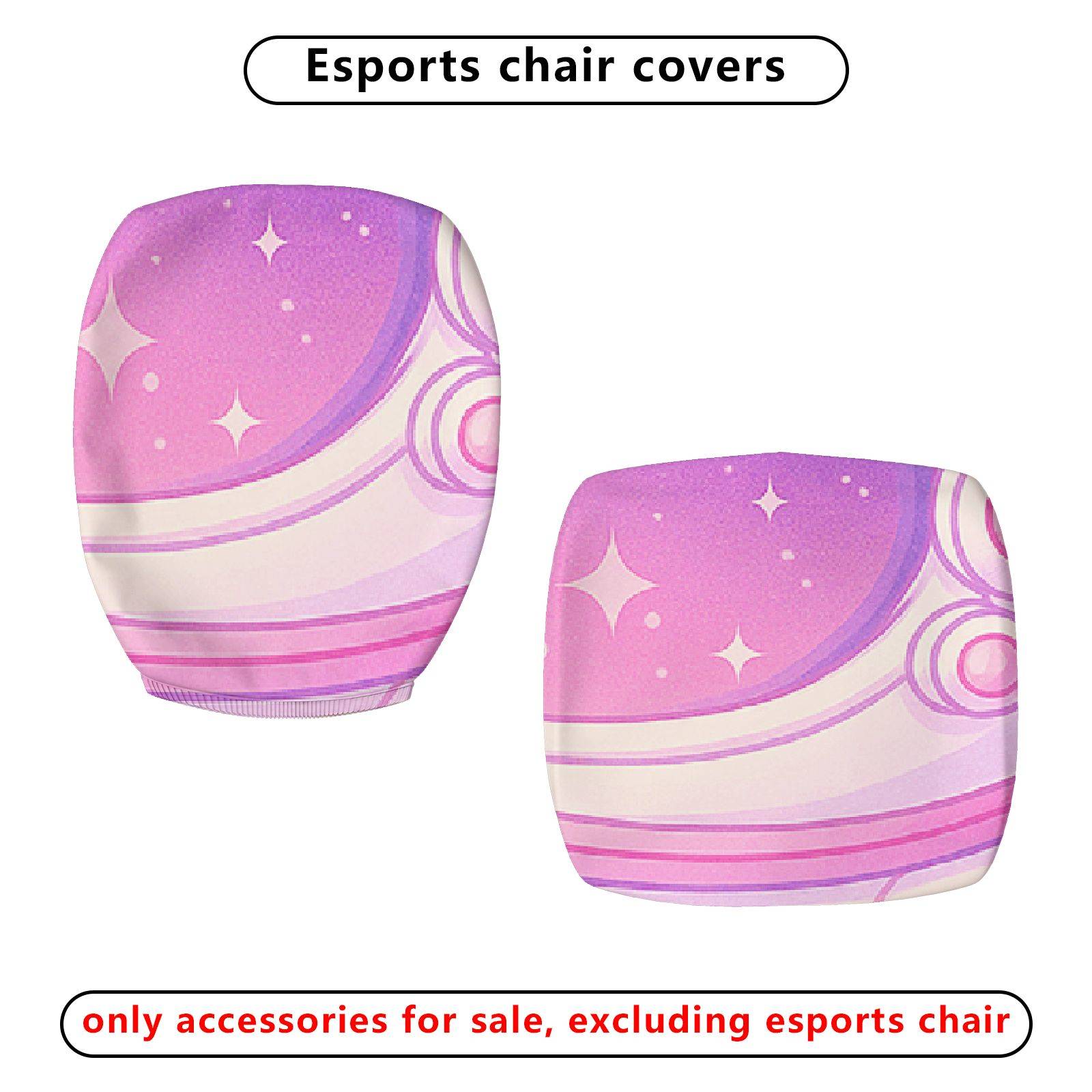 2-Piece Astronaut Galaxy Stars Space Pink  Computer Chair Cover Set, Seat and Backrest