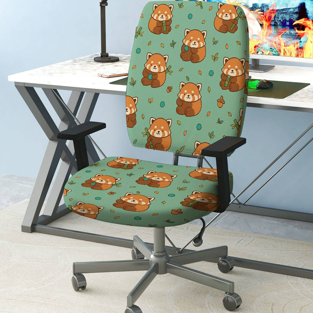 2-Piece Animal Leaf Cute Playful Cozy  Computer Chair Cover Set, Seat and Backrest