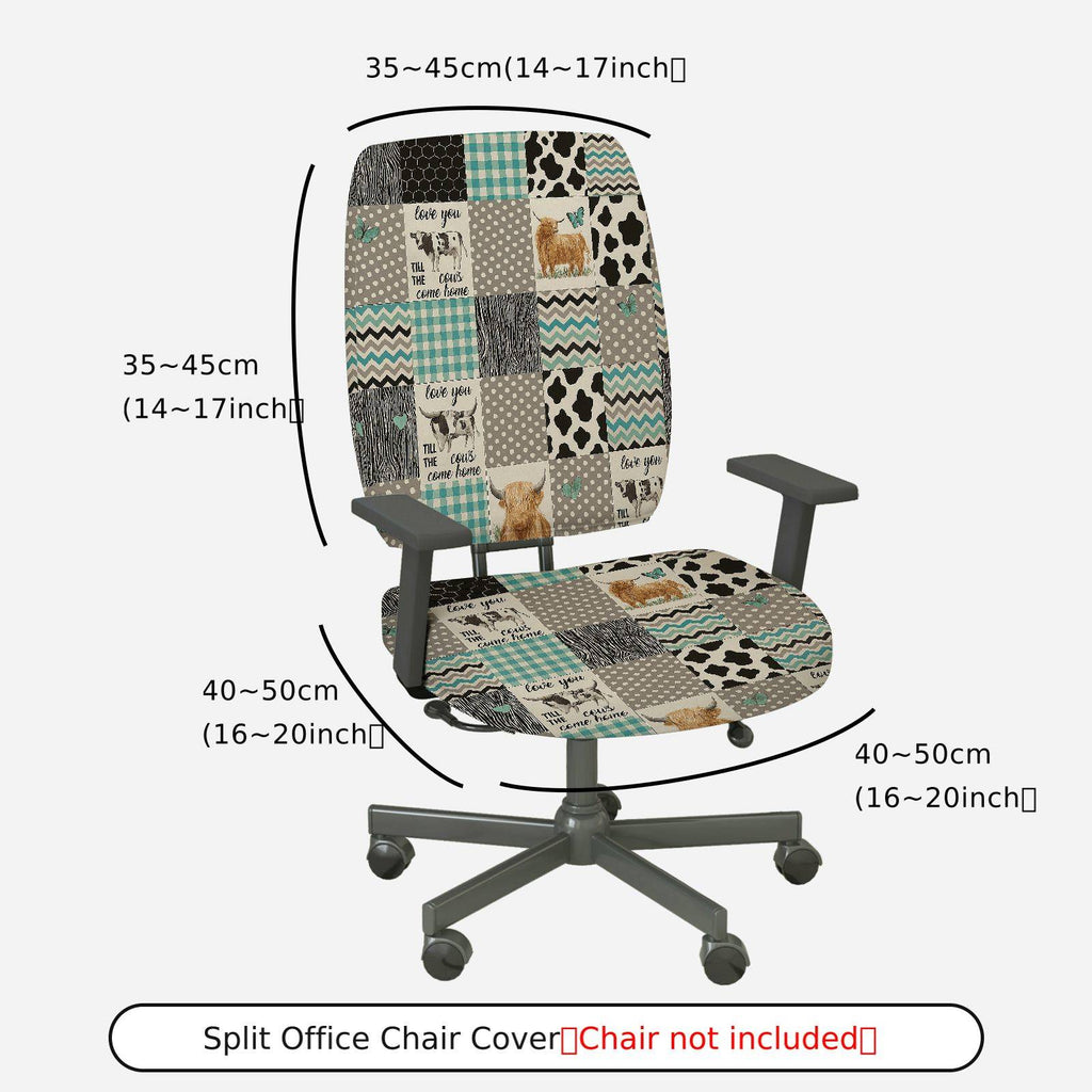 2-Piece Animal Farm Checkered Patchwork  Computer Chair Cover Set, Seat and Backrest