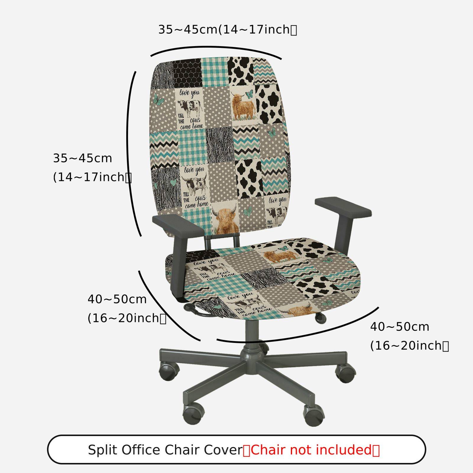 2-Piece Animal Farm Checkered Patchwork  Computer Chair Cover Set, Seat and Backrest