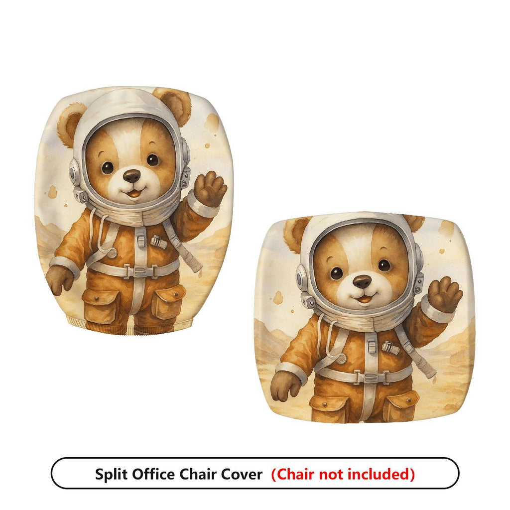 2-Piece astronaut bear adventure space novelty  Computer Chair Cover Set, Seat and Backrest