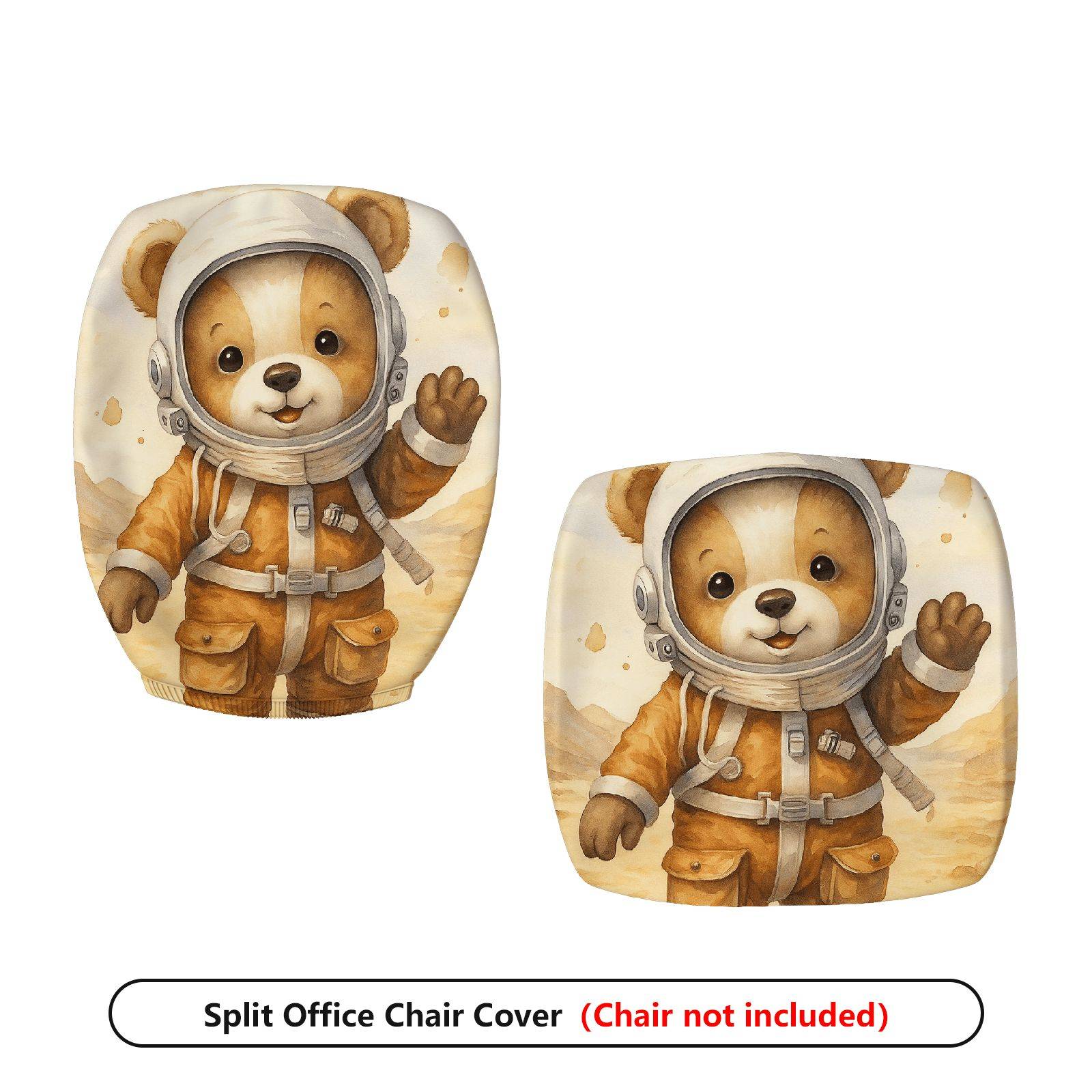 2-Piece astronaut bear adventure space novelty  Computer Chair Cover Set, Seat and Backrest