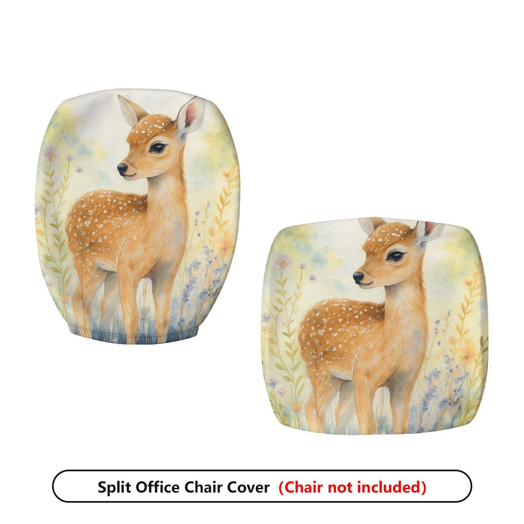 2-Piece Animal Forest Deer Nature Art  Computer Chair Cover Set, Seat and Backrest