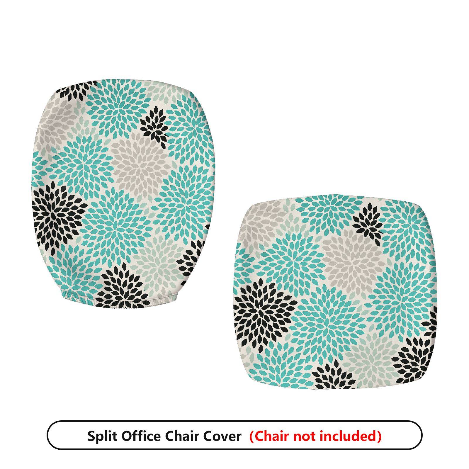 2-Piece Floral Geometric Modern Stylish Protective  Computer Chair Cover Set, Seat and Backrest