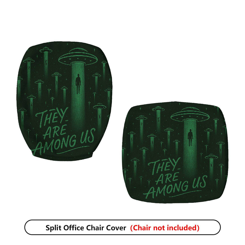 2-Piece Alien Sci-Fi Space Fantasy Halloween  Computer Chair Cover Set, Seat and Backrest
