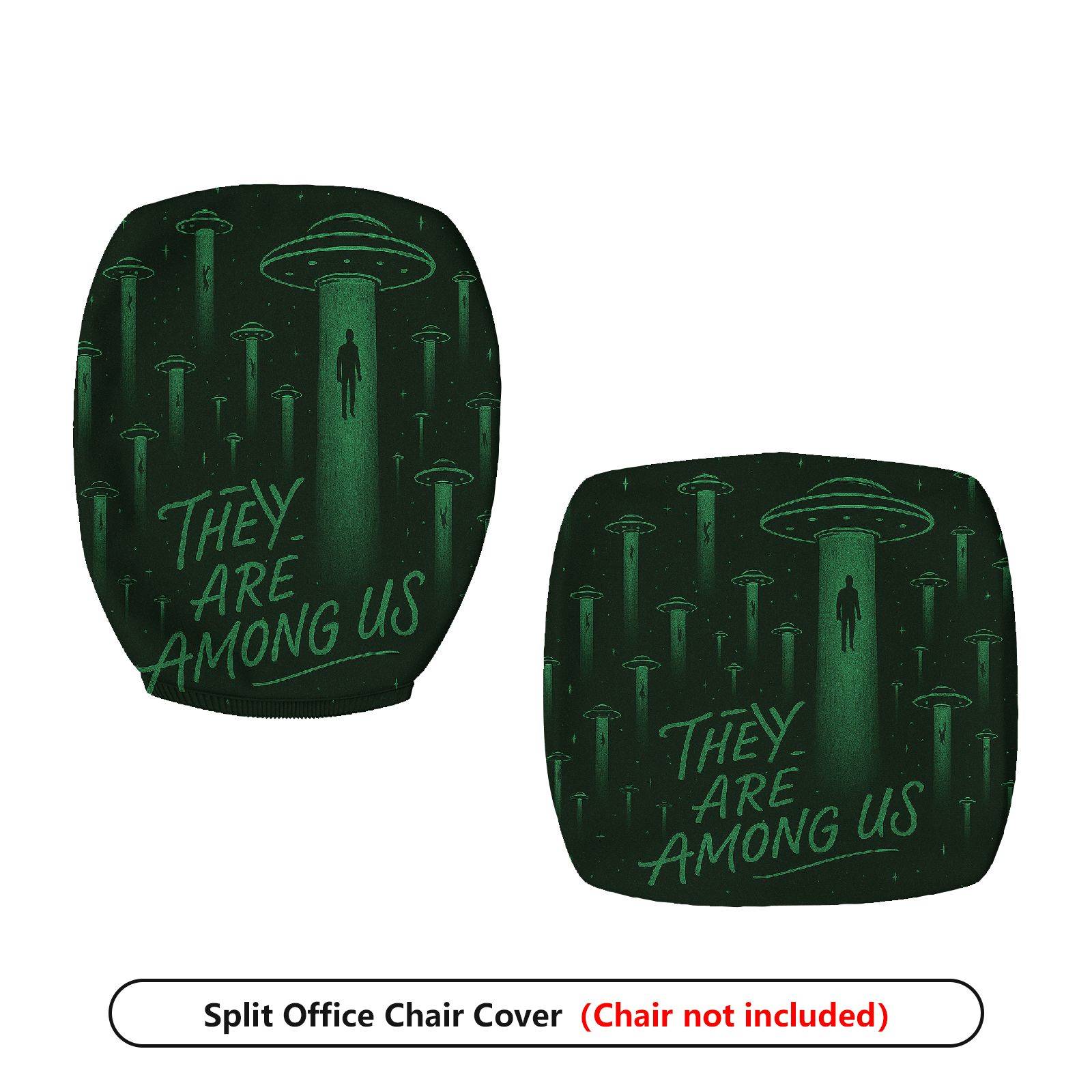 2-Piece Alien Sci-Fi Space Fantasy Halloween  Computer Chair Cover Set, Seat and Backrest