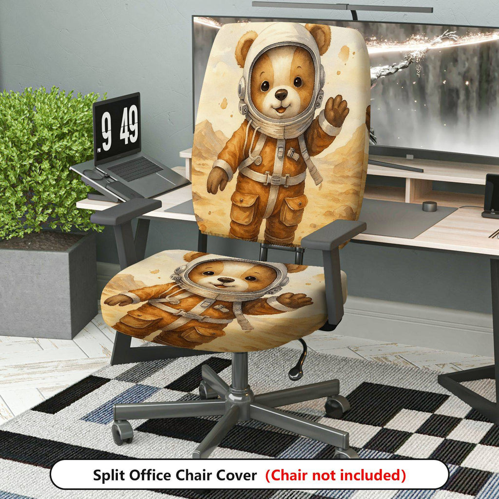 2-Piece astronaut bear adventure space novelty  Computer Chair Cover Set, Seat and Backrest