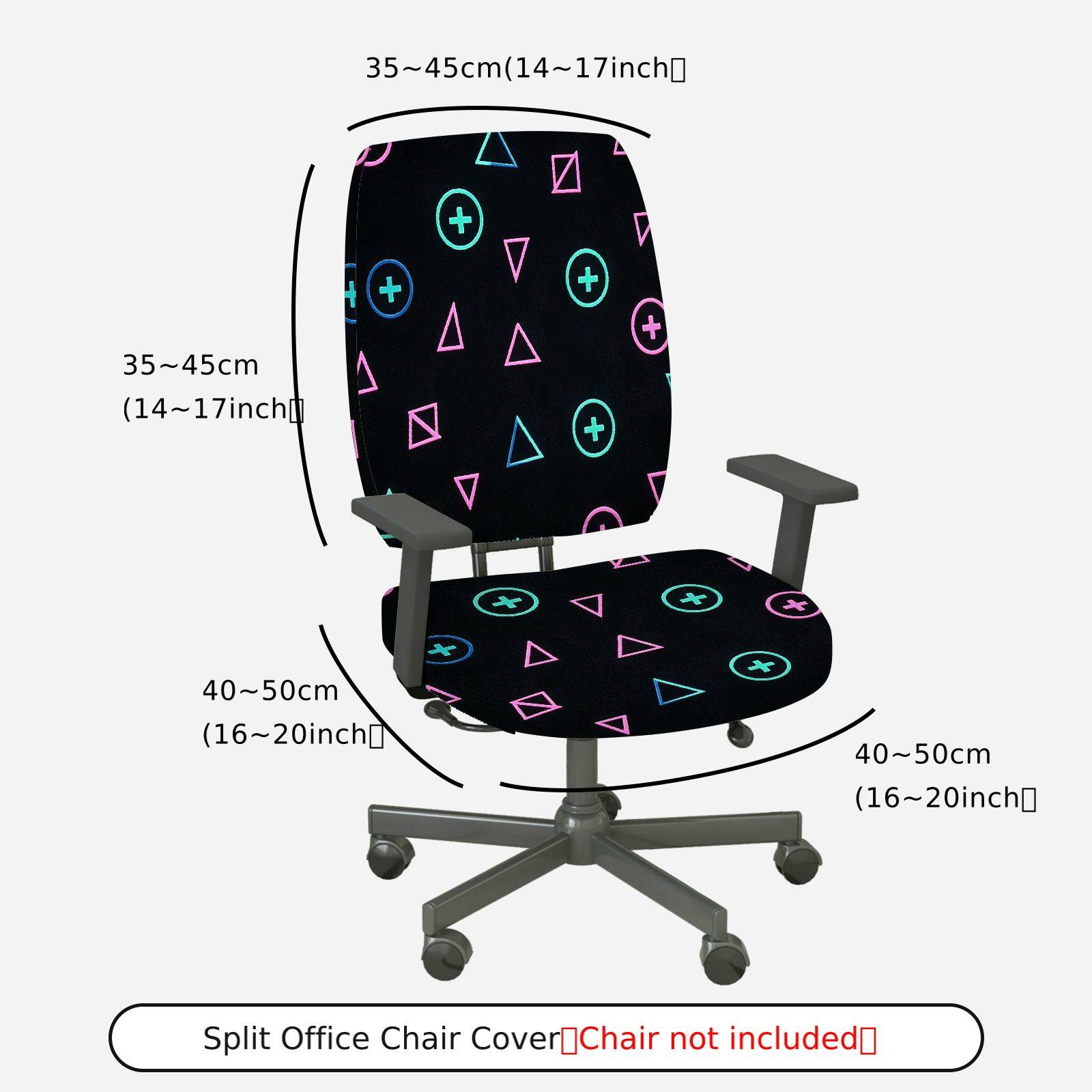 2-Piece Geometric Colorful Modern Stylish Trendy  Computer Chair Cover Set, Seat and Backrest