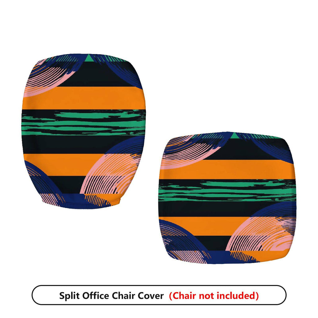 2-Piece Abstract Geometric Stripe Colorful Pattern  Computer Chair Cover Set, Seat and Backrest