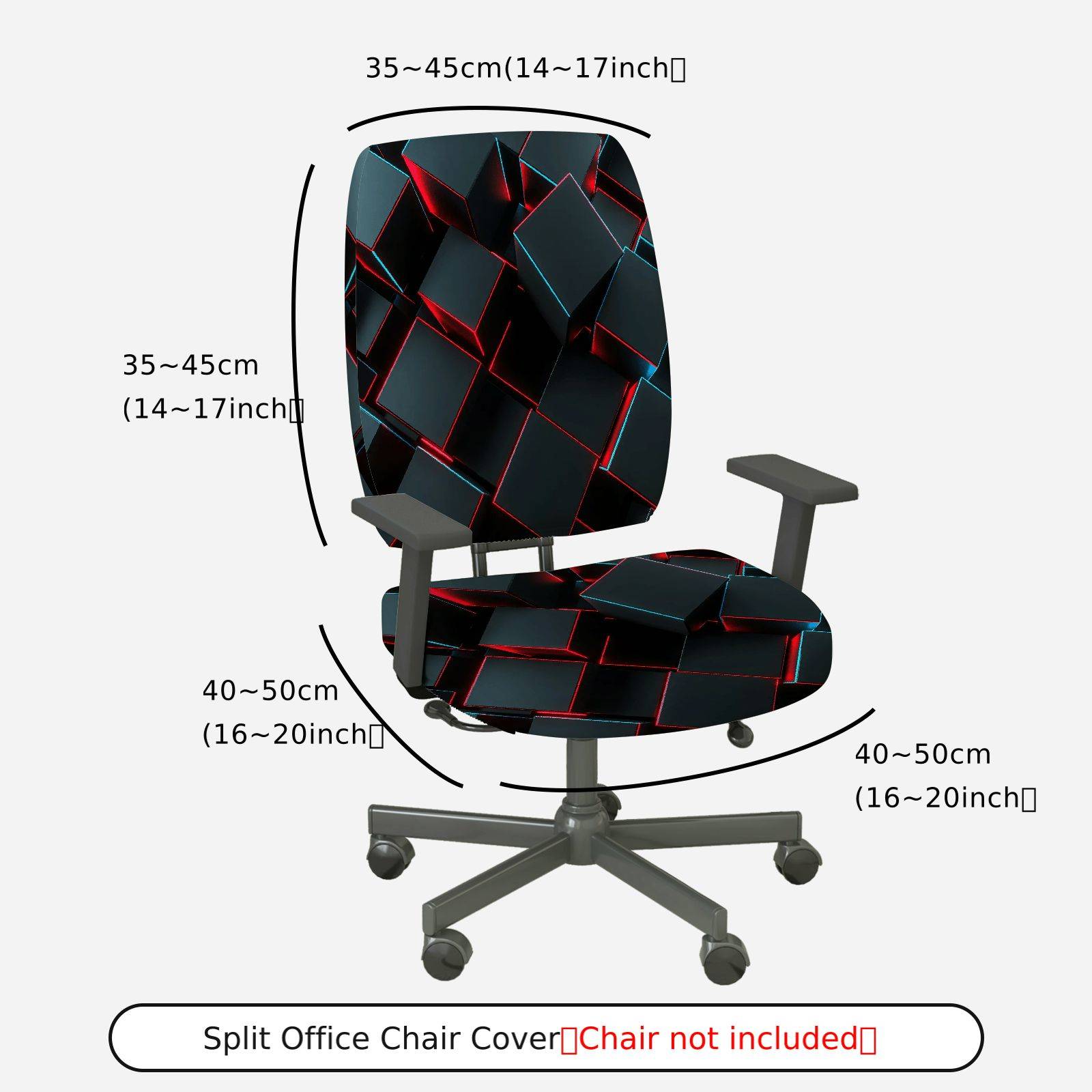 2-Piece Geometric Modern Stylish Artistic Colorful  Computer Chair Cover Set, Seat and Backrest