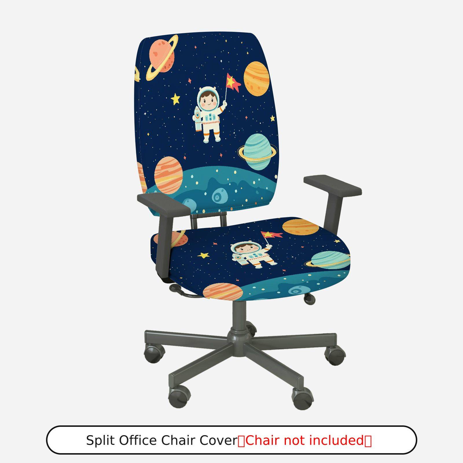 2-Piece Astronaut Space Planet Galaxy Stars  Computer Chair Cover Set, Seat and Backrest