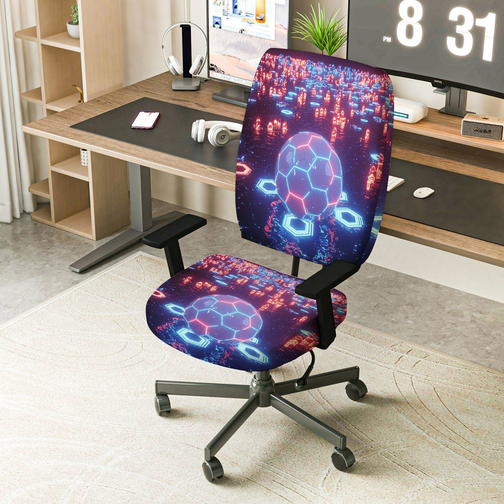2-Piece Geometric Futuristic Light Space Sci-fi  Computer Chair Cover Set, Seat and Backrest