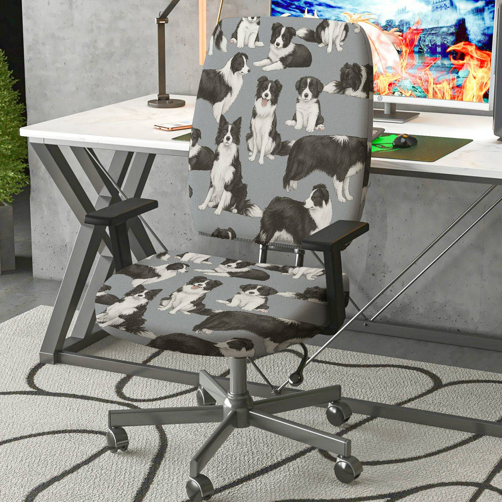 2-Piece Animal Dog Pattern Pet Lover Home  Computer Chair Cover Set, Seat and Backrest