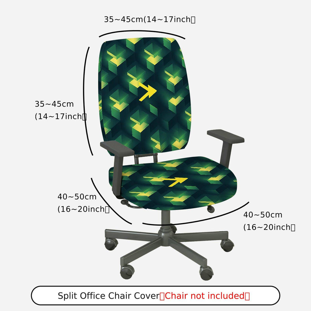 2-Piece Geometric Green Arrow Pattern  Computer Chair Cover Set, Seat and Backrest