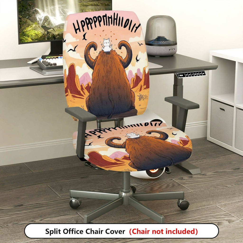 2-Piece Animal Humor  Computer Chair Cover Set, Seat and Backrest