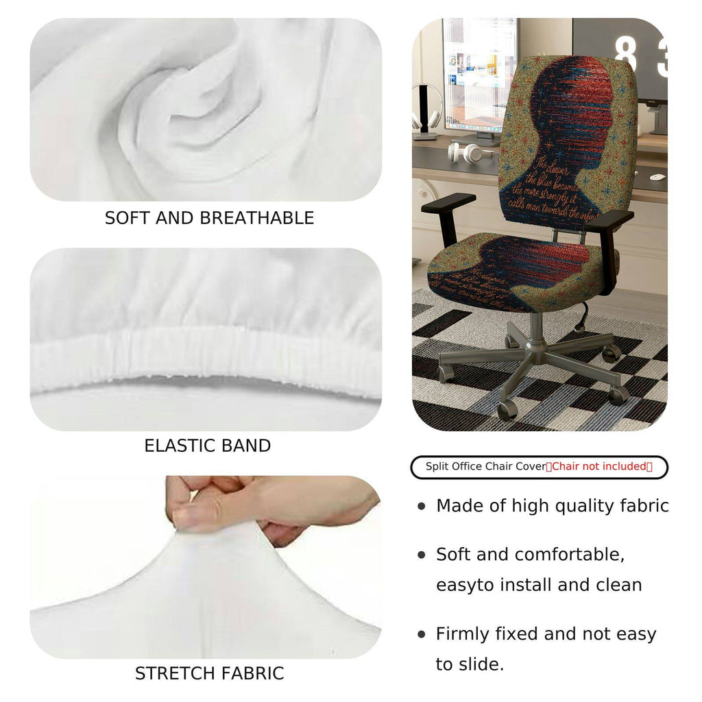 2-Piece Artistic Abstract Inspirational Pattern  Computer Chair Cover Set, Seat and Backrest