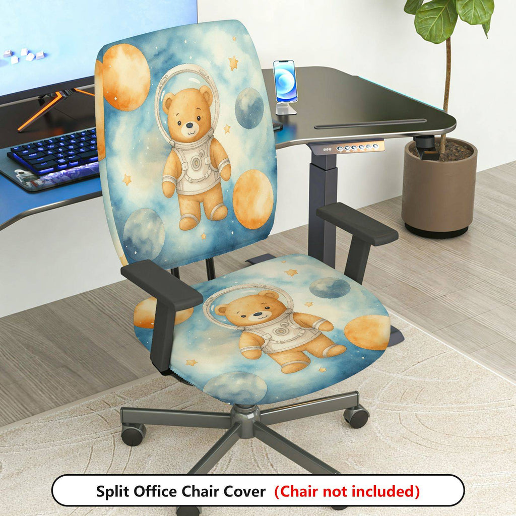 2-Piece Astronaut Bear Galaxy Space Stars  Computer Chair Cover Set, Seat and Backrest