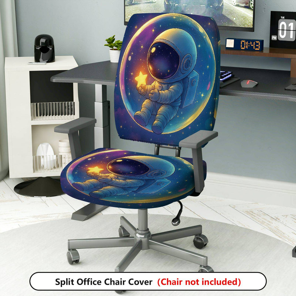 2-Piece Astronaut Star Galaxy Space  Computer Chair Cover Set, Seat and Backrest