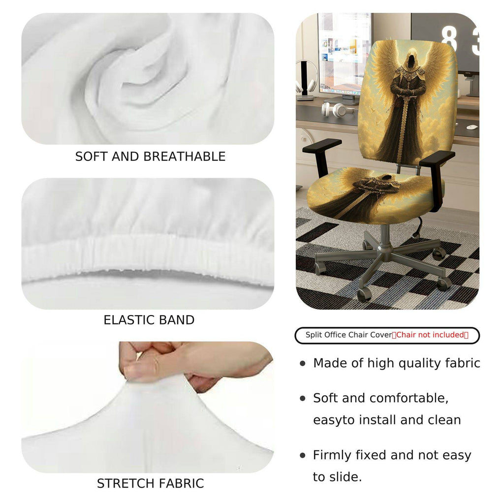 2-Piece Angel Warrior Wings Sword Fantasy Gothic  Computer Chair Cover Set, Seat and Backrest