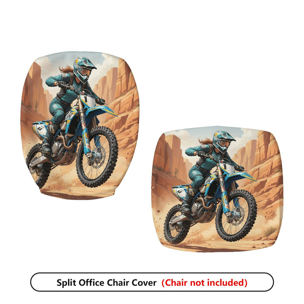 2-Piece Adventure Sport Racing Desert Motocross Dirtbike  Computer Chair Cover Set, Seat and Backrest