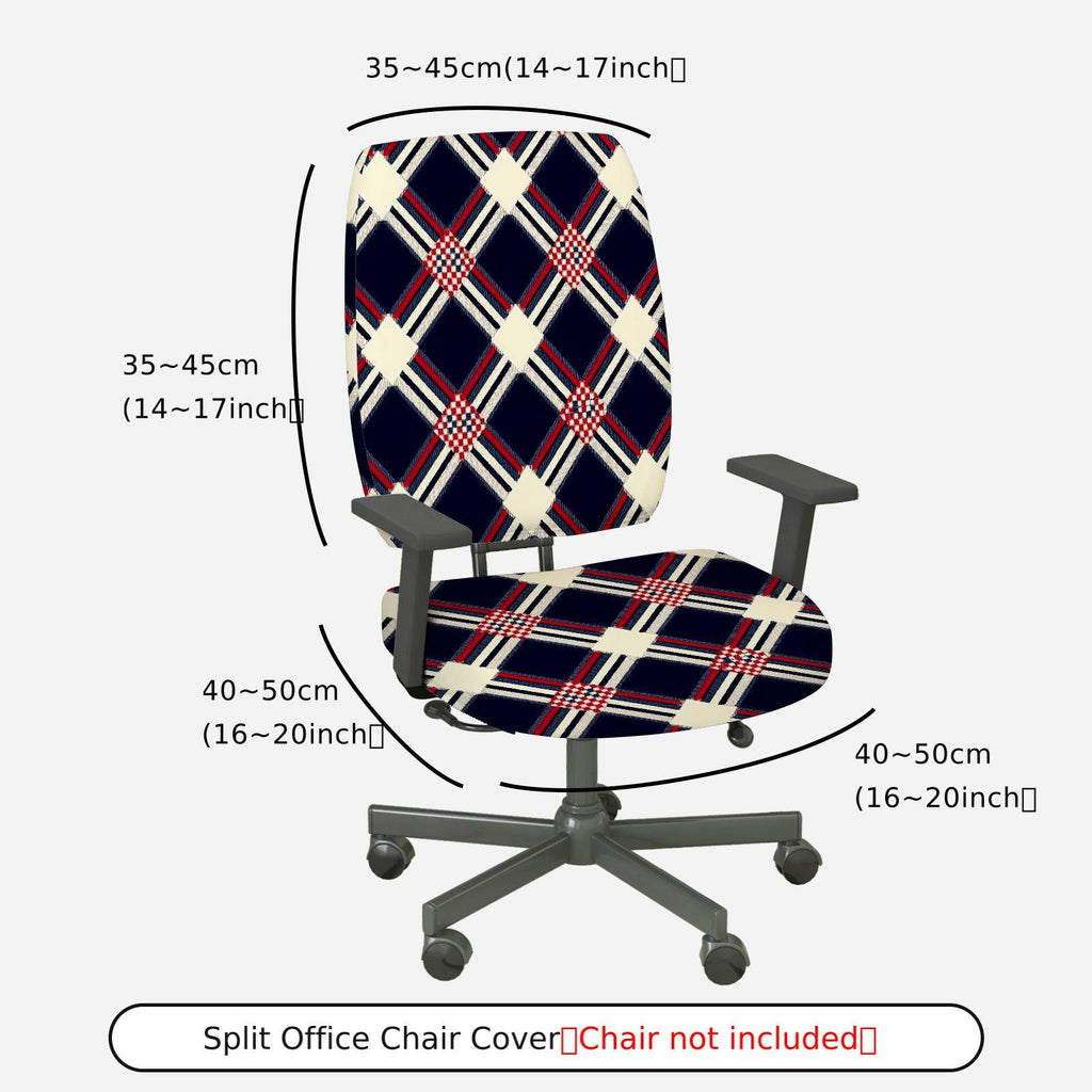 2-Piece Argyle Plaid Geometric Classic Decorative  Computer Chair Cover Set, Seat and Backrest