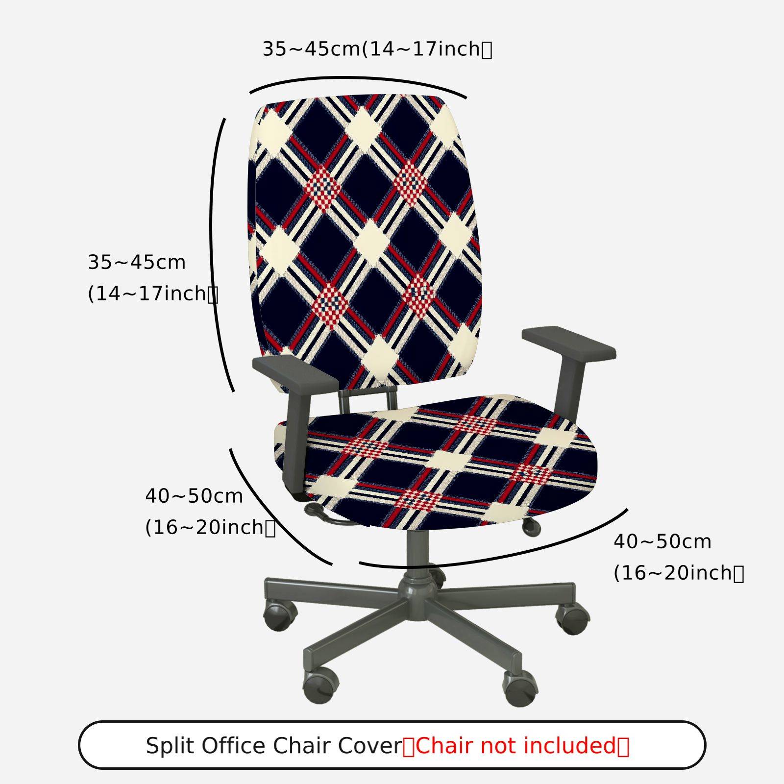 2-Piece Argyle Plaid Geometric Classic Decorative  Computer Chair Cover Set, Seat and Backrest