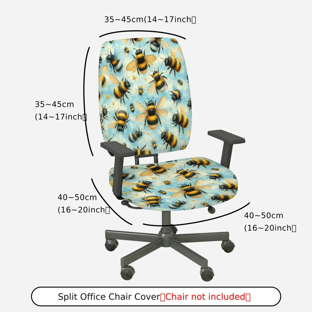 2-Piece Animal Nature Pattern Bee  Computer Chair Cover Set, Seat and Backrest