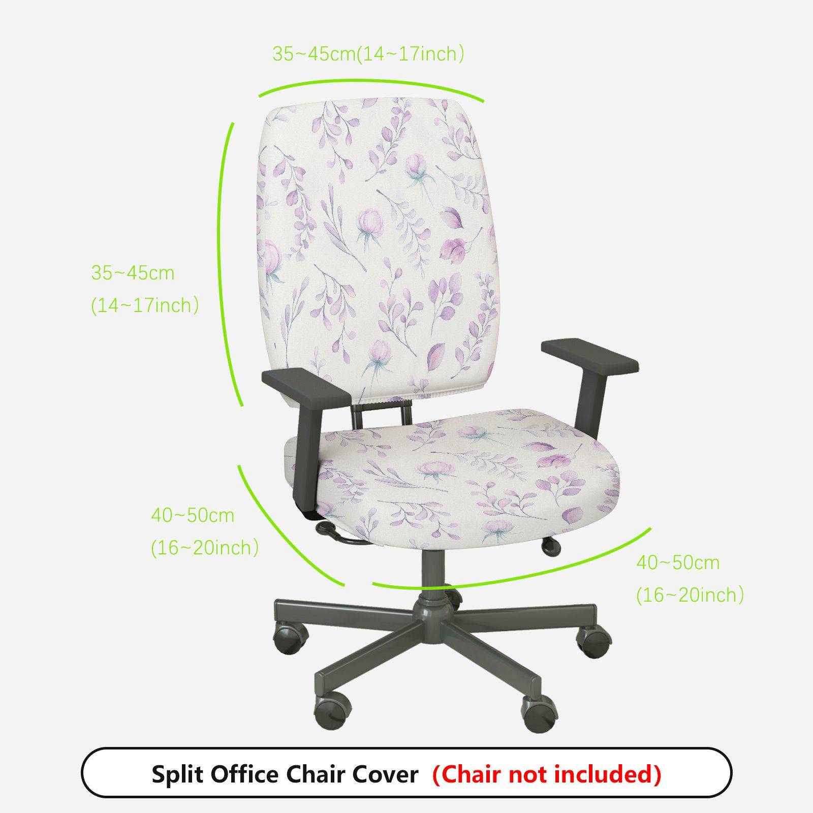 2-Piece Floral Pastel Elegant  Computer Chair Cover Set, Seat and Backrest