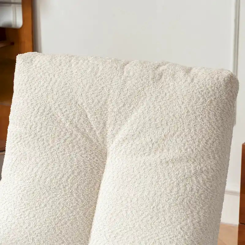 Beige Modern 35.8 High Back Rocking Chair with Footrest and Wood Legs