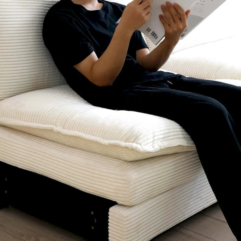 Beige 5-Piece Corduroy U-Shaped Modular Sectional Sofa with 2 Ottomans