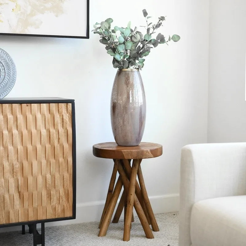 16 Teak Wood Stick Leg End Table - 16D x 16W x 20H