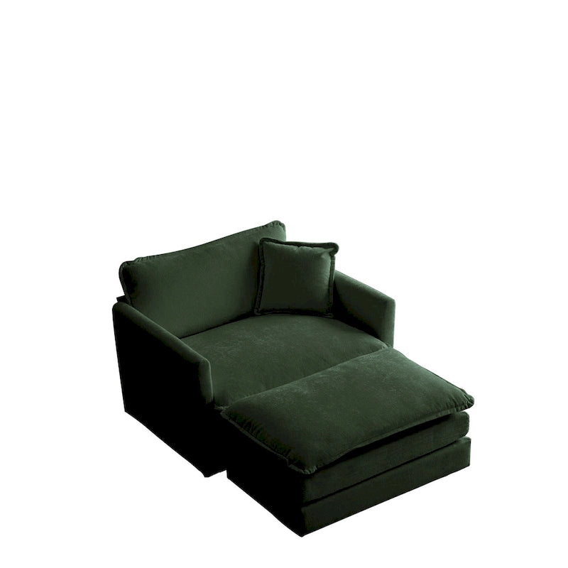 Modern Accent Chair with Ottoman Upholstered Armchair