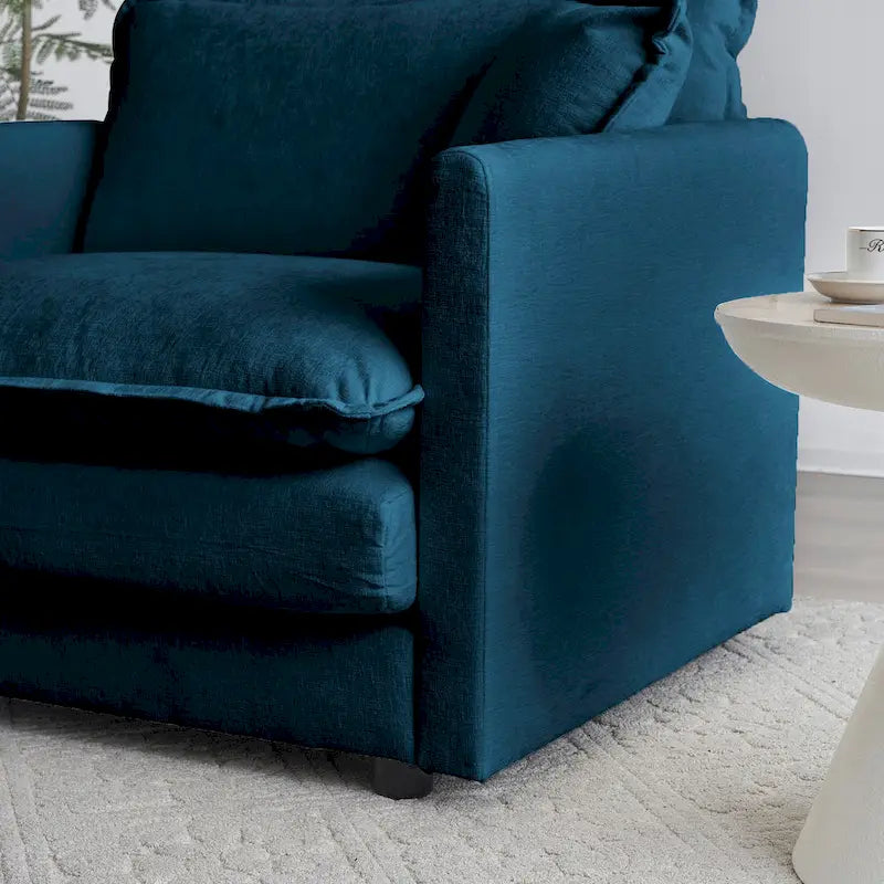 Modern Accent Chair with Ottoman Upholstered Armchair