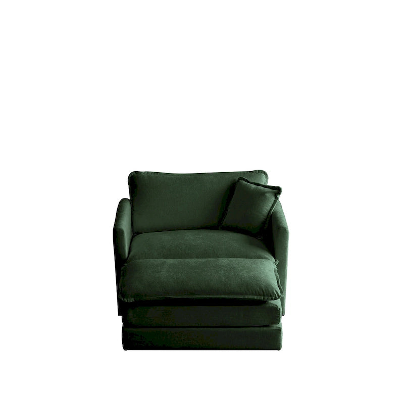 Modern Accent Chair with Ottoman Upholstered Armchair