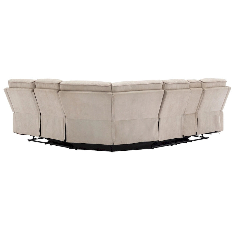 94.8 Modern Manual Reclining Living Room Furniture Set with USB Ports, Hidden Storage, LED Light Strip and 2 Cup Holders, Cream