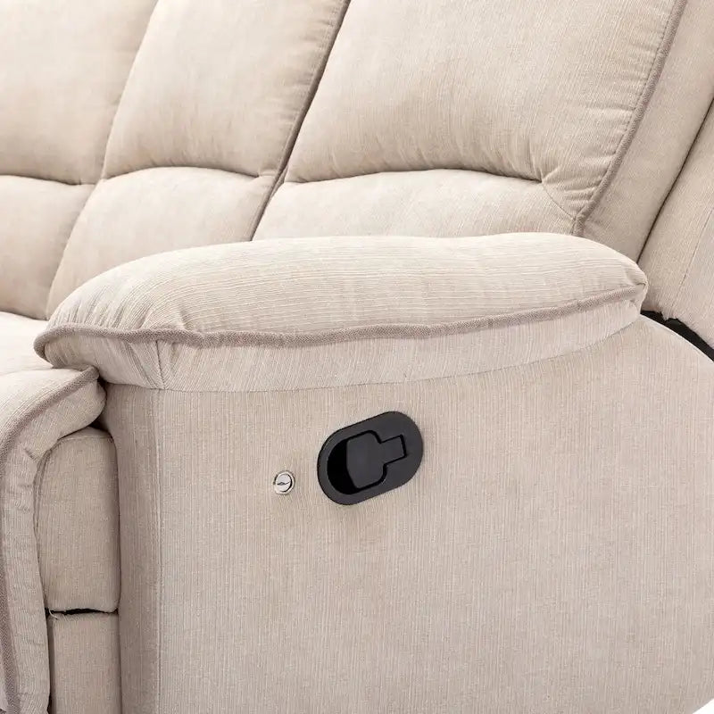 94.8 Modern Manual Reclining Living Room Furniture Set with USB Ports, Hidden Storage, LED Light Strip and 2 Cup Holders, Cream