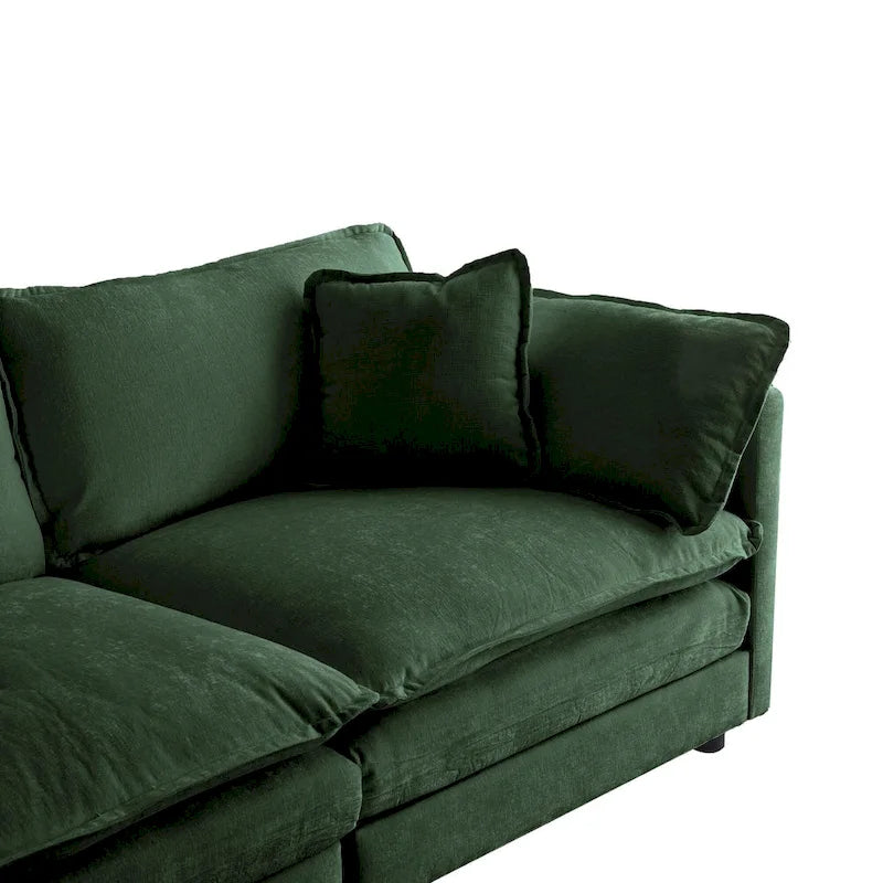 4-Piece Modular Chenille Upholstered L-Shaped Sectional Sofa with Ottoman