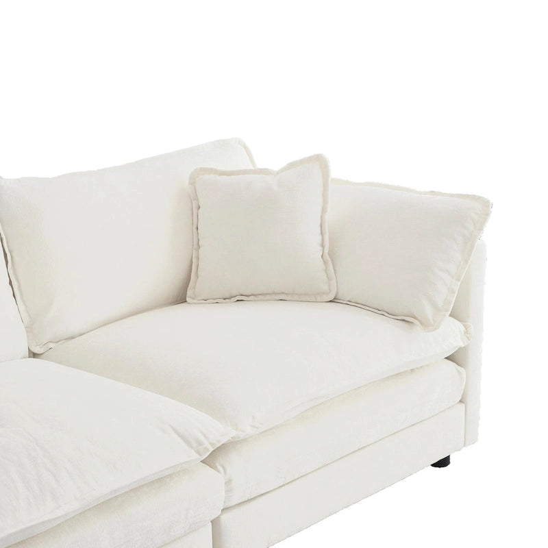 4-Piece Modular Chenille Upholstered L-Shaped Sectional Sofa with Ottoman