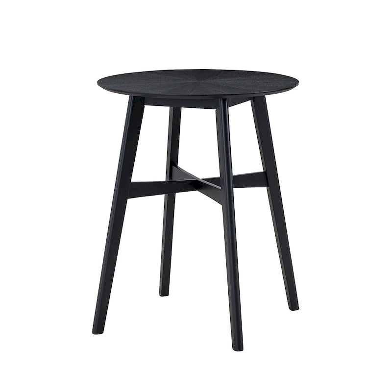 31.5 Modern Round Bar Table with Solid Wood Legs and Reinforced Crossbar, Suitable for Bar, Caf, Kitchen, Living Room