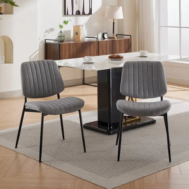 GDFStudio Modern Armless Upholstered Dining Chairs with Metal Legs