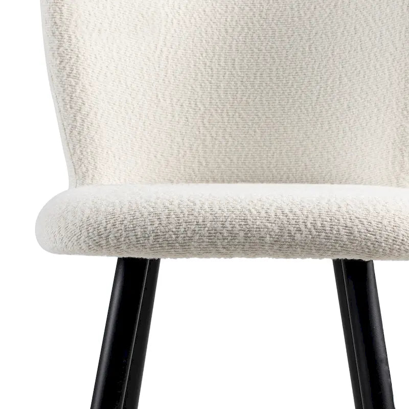 Roomfitters 30 Modern Barstool, White Seat with Black Metal Legs and Gold-Tipped Ends, Contemporary Bar Chair, White