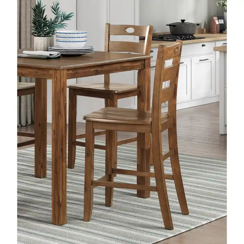 5 Piece Counter Height Dining Table and Chair Set, Wooden Kitchen Furniture Set with Square Table and 4 Chairs