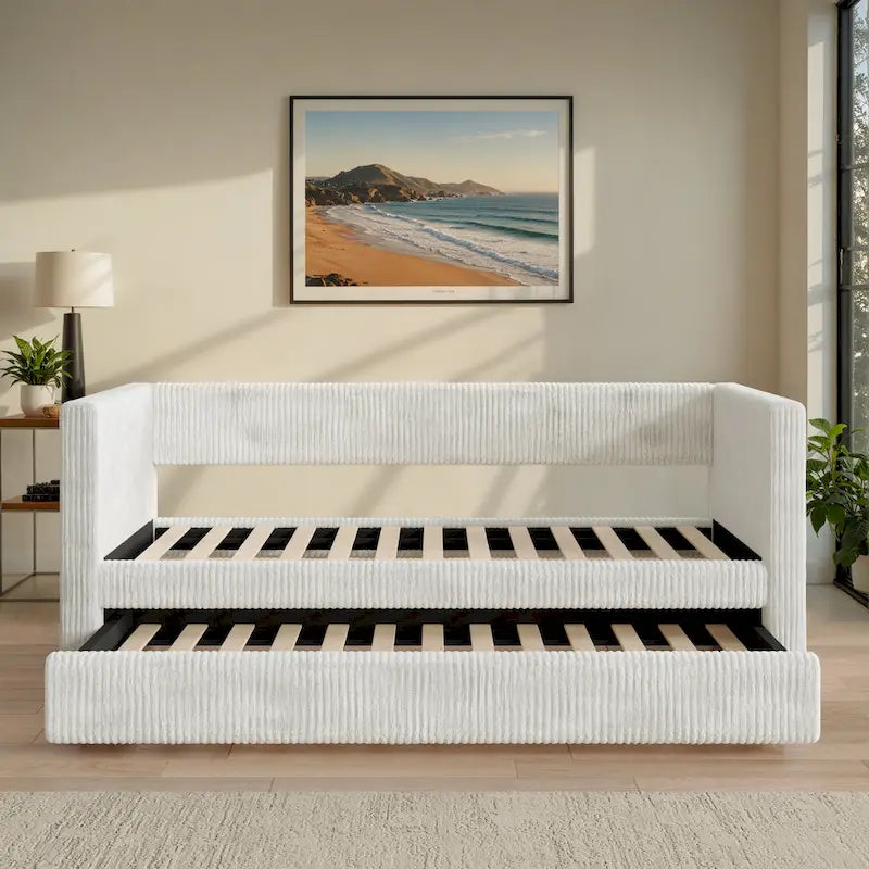 Corvus Somme Corduroy Upholstered Daybed with Trundle