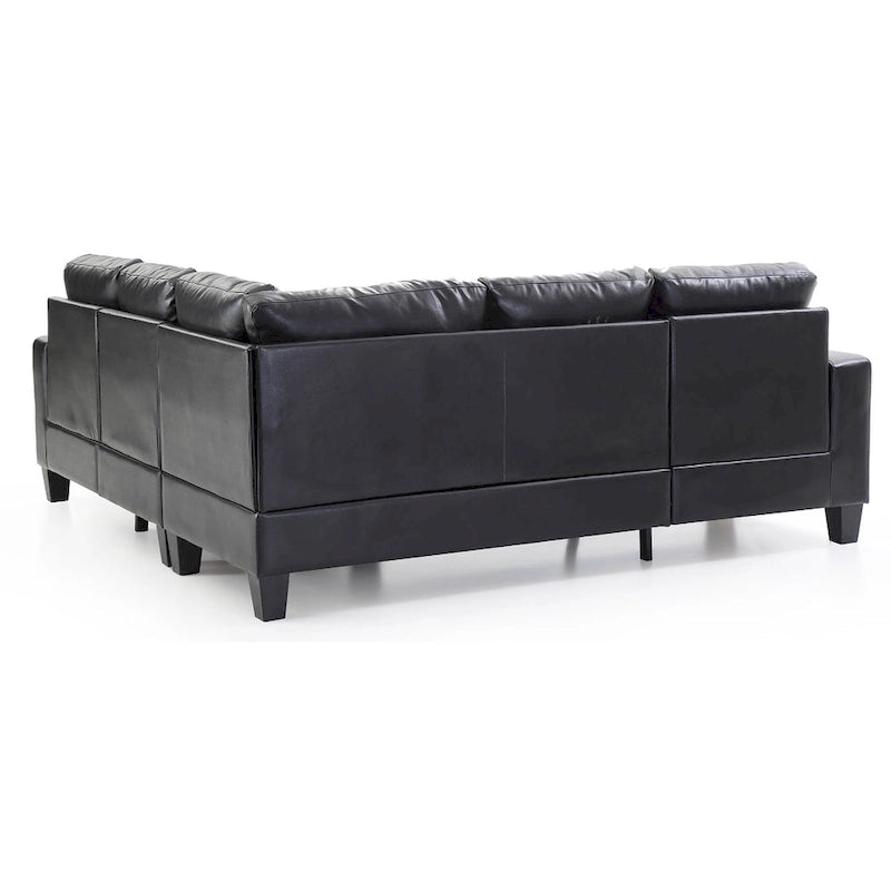 Tufted Faux Leather L Shape Sectional Sofa - 82 - Black